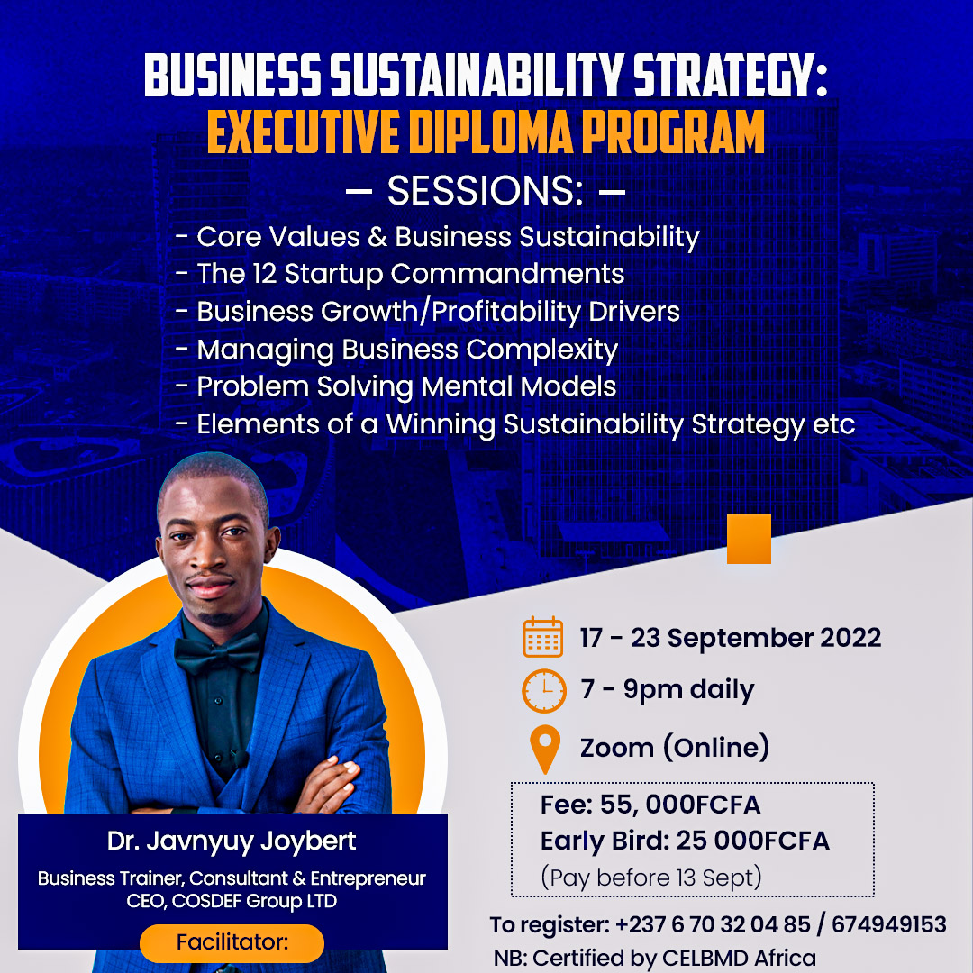 Read more about the article Business Sustainability Strategy Executive Diploma Program with Dr. Javnyuy Joybert